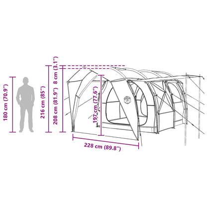 vidaXL Tunnel Tent 6-Person Blue 185T Polyester with PU Coating - 562 x 265 x 216 cm