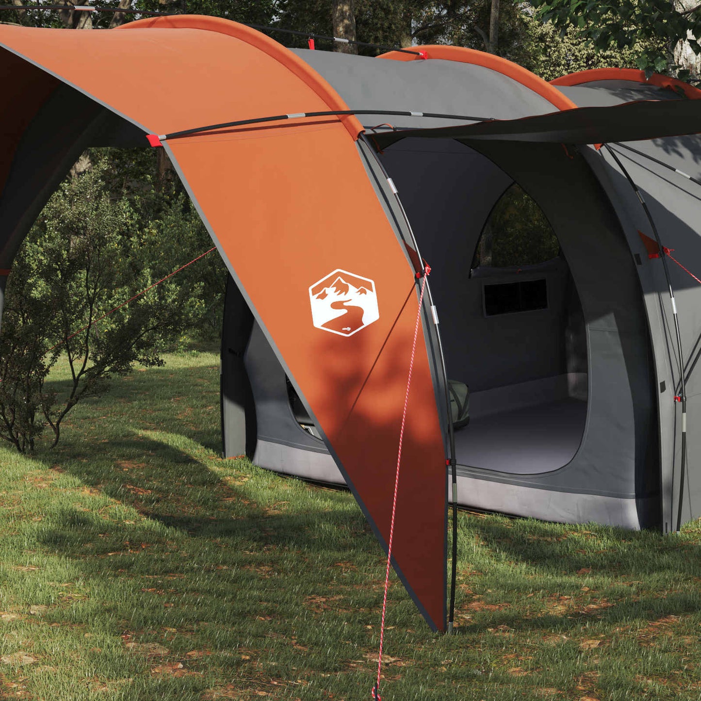 vidaXL Tunnel Tent 6-Person Grey and Orange - 562 x 265 x 216 cm