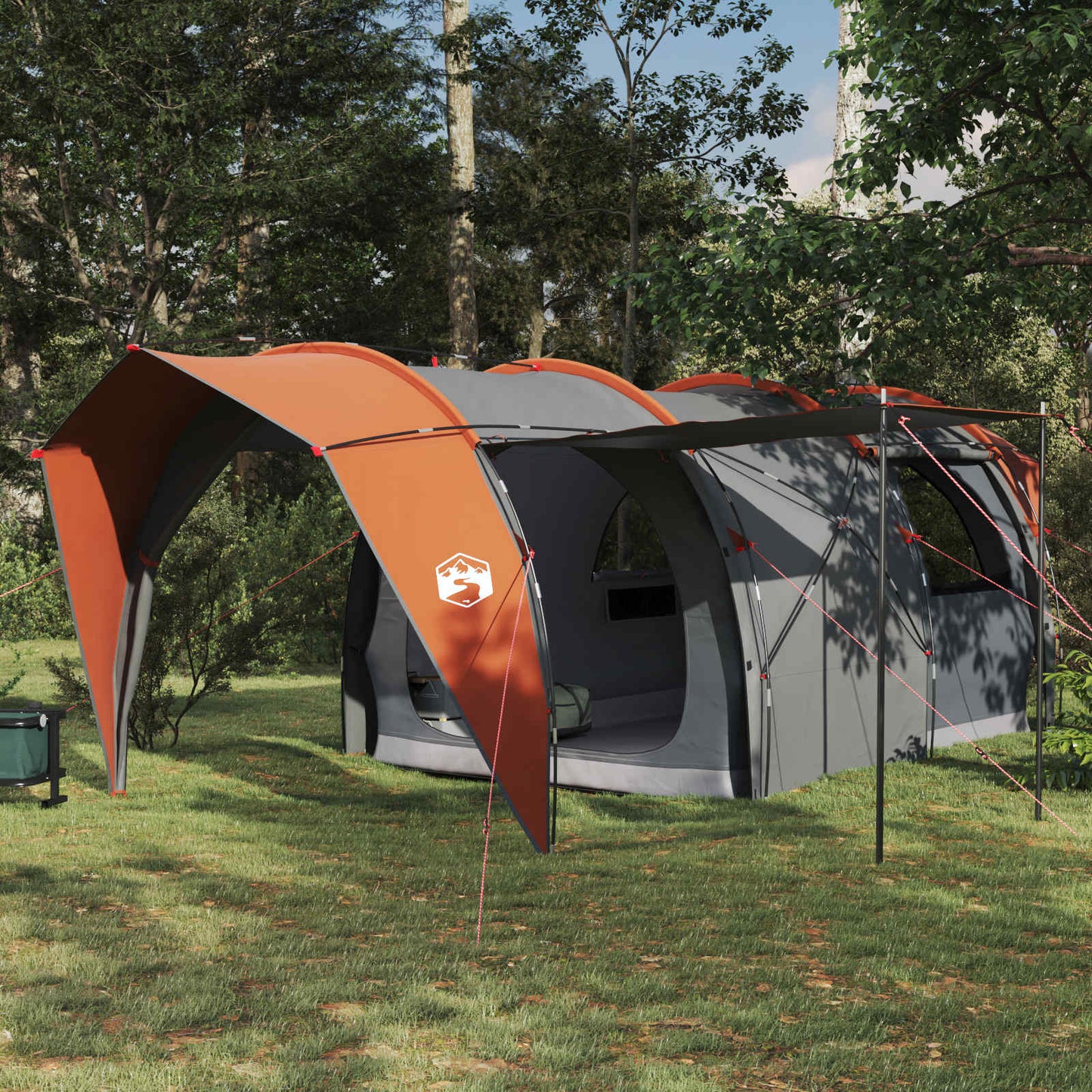 vidaXL Tunnel Tent 6-Person Grey and Orange - 562 x 265 x 216 cm