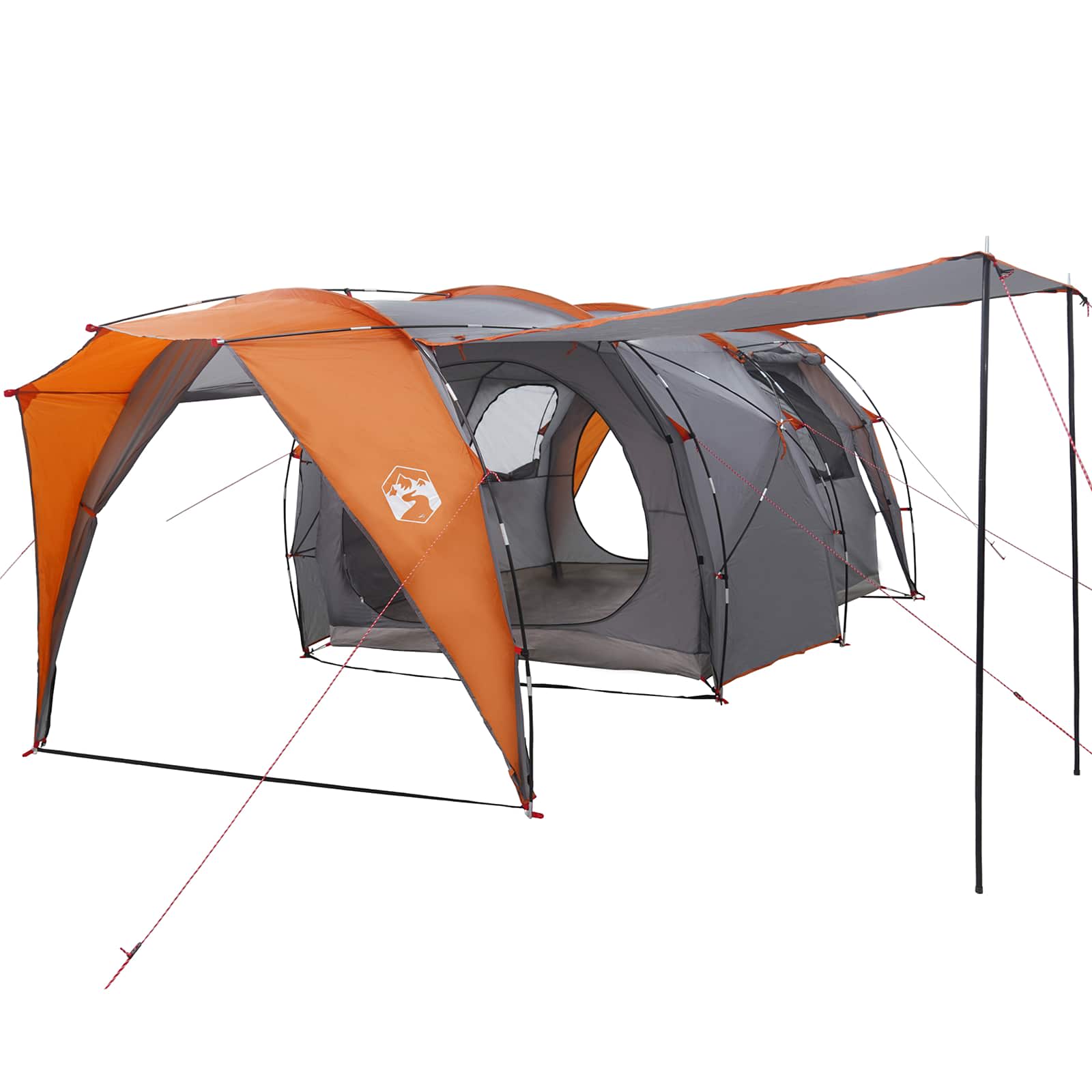 vidaXL Tunnel Tent 6-Person Grey and Orange - 562 x 265 x 216 cm