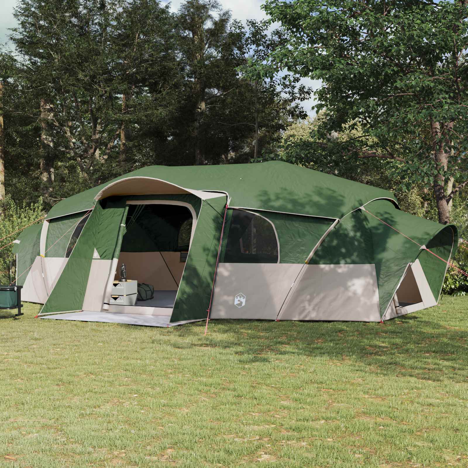 vidaXL Family Tent with Rainfly Water-resistant 18-Person Green