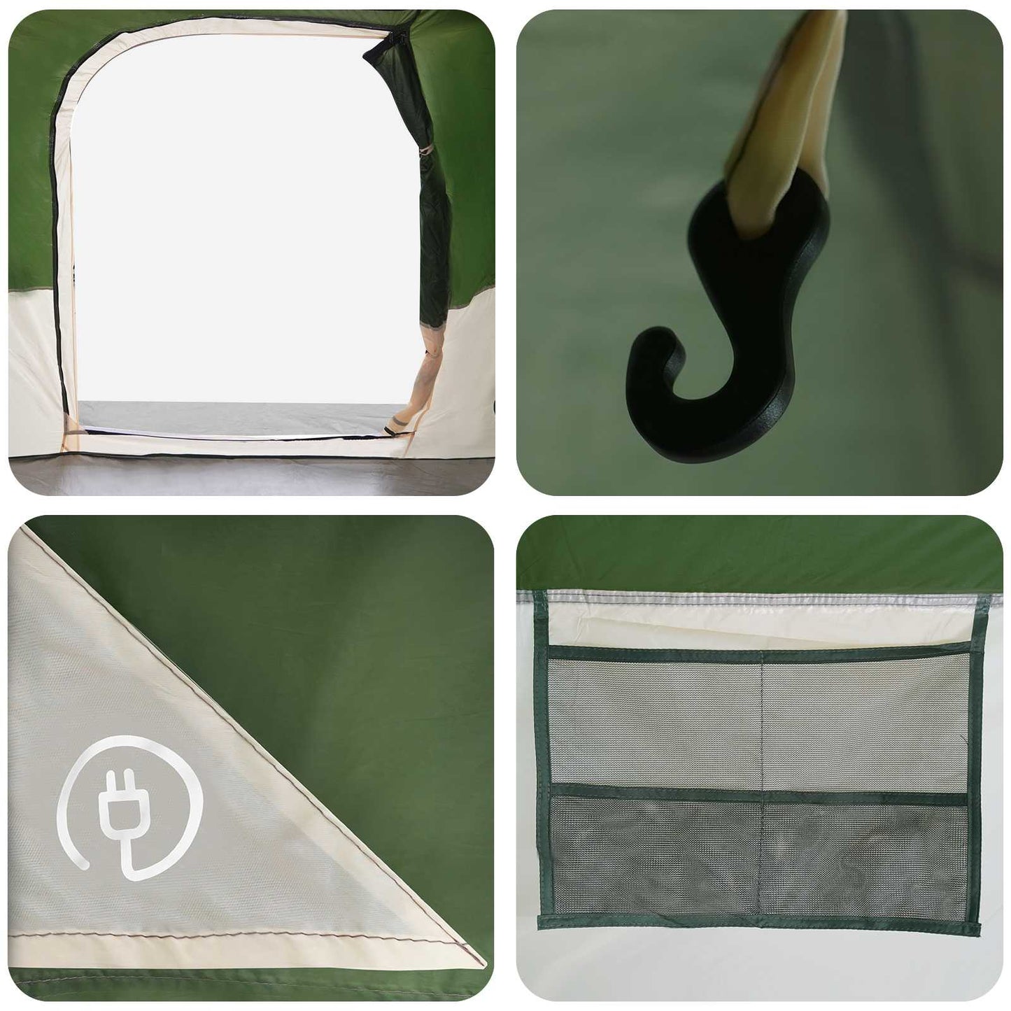 vidaXL Family Tent with Rainfly Water-resistant 10-Person Green