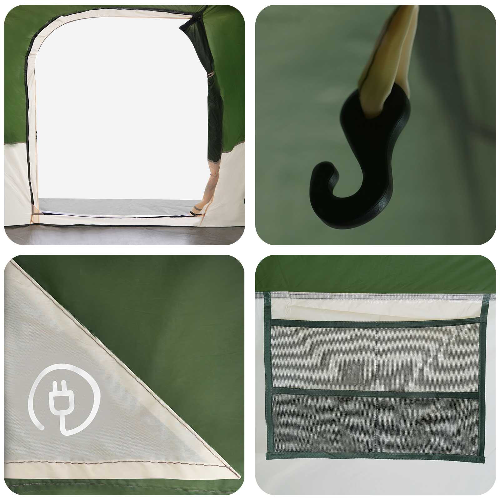 vidaXL Family Tent with Rainfly Water-resistant 10-Person Green