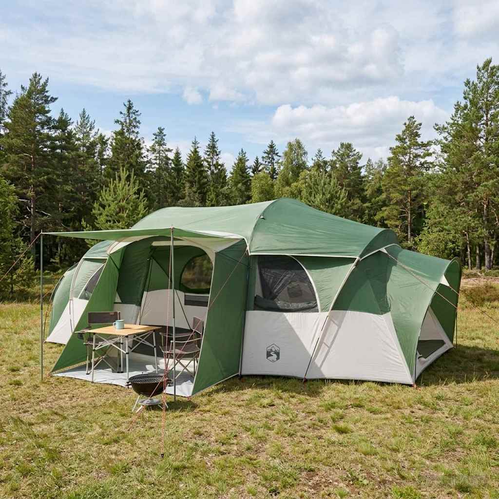 vidaXL Family Tent with Rainfly Water-resistant 10-Person Green