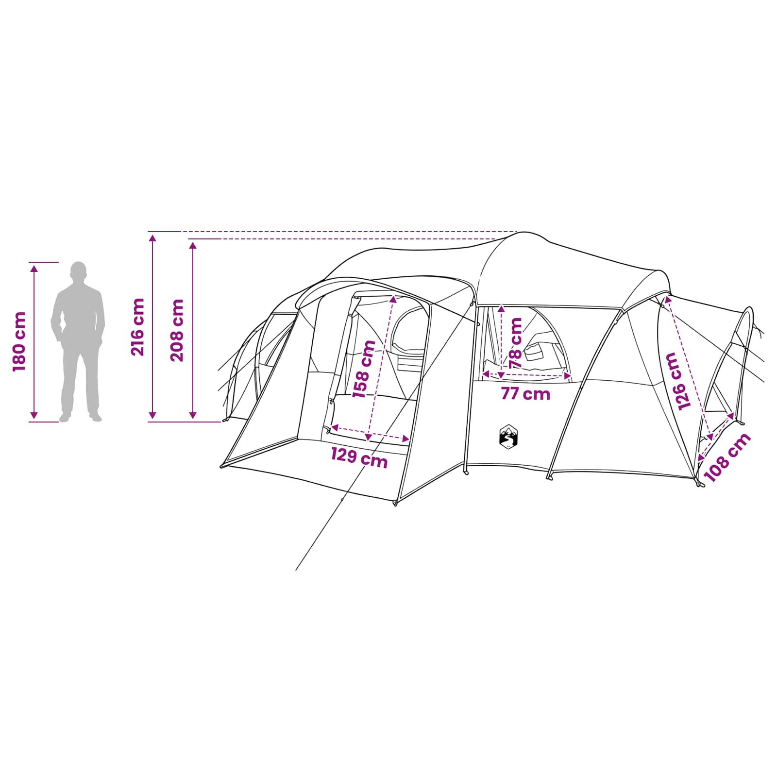 vidaXL Family Tent with Rainfly Water-resistant 10-Person Blue