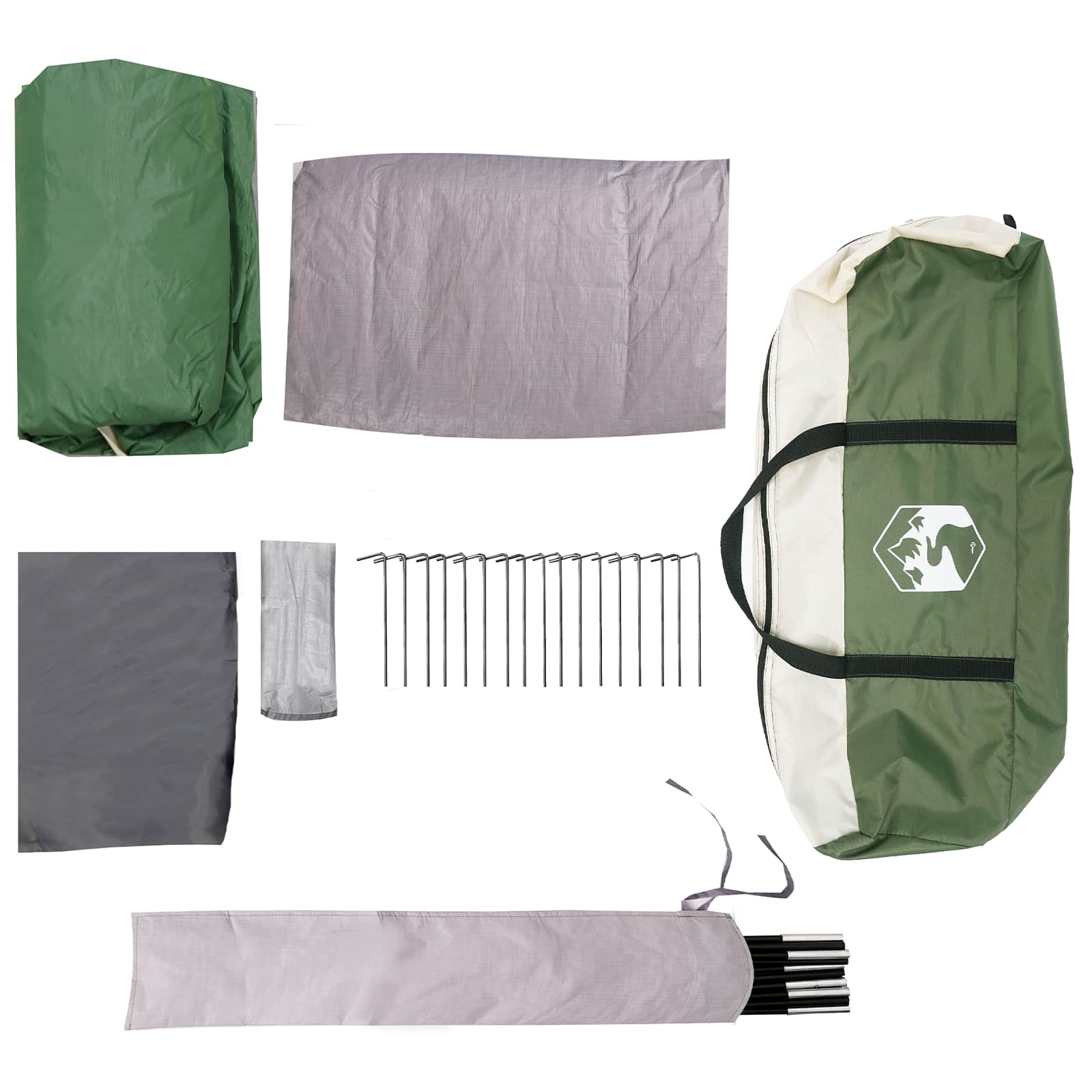 vidaXL Family Tent 14-Person Green 185T Polyester with PU Coating - 550 x 555 x 208 cm