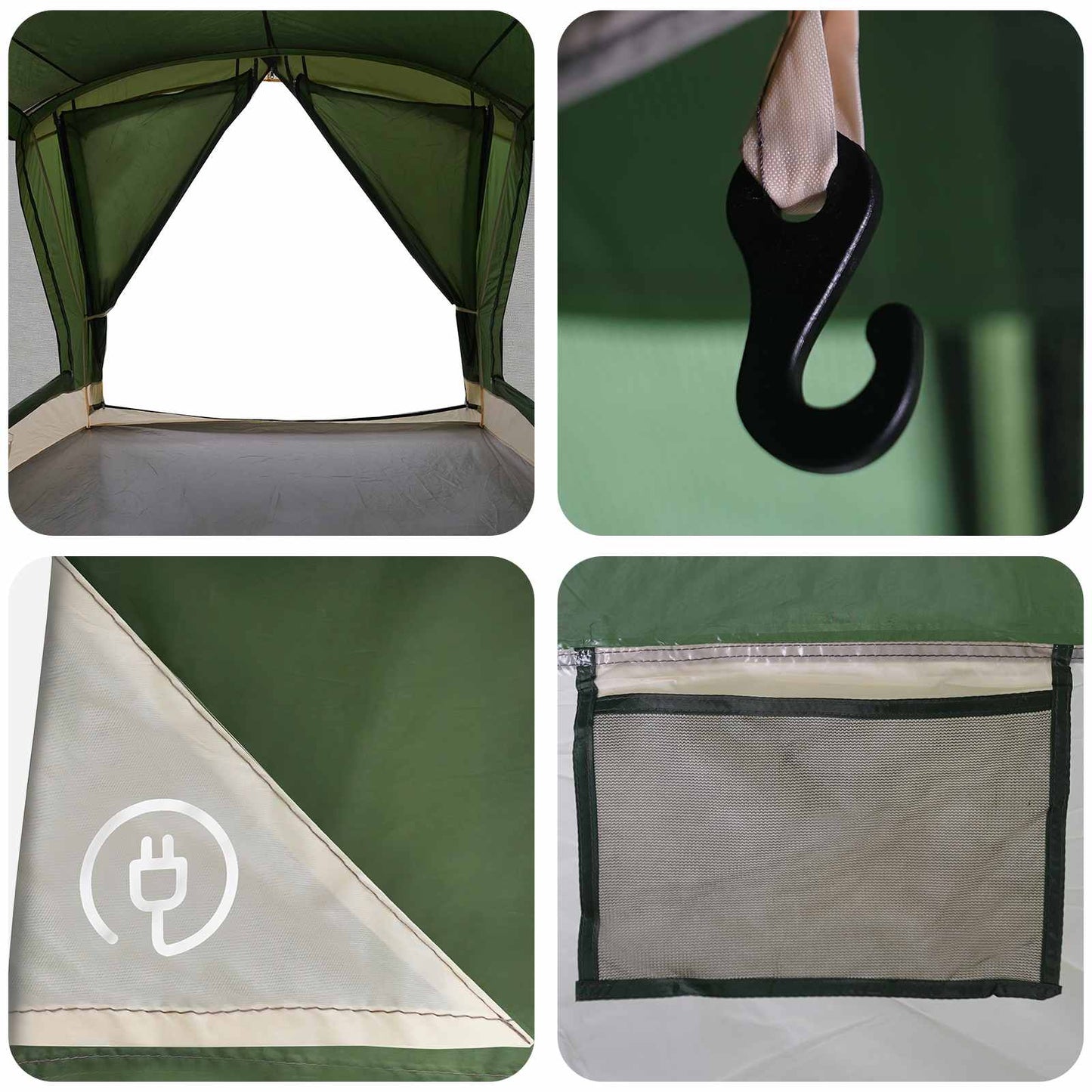 vidaXL Family Tent 14-Person Green 185T Polyester with PU Coating - 550 x 555 x 208 cm