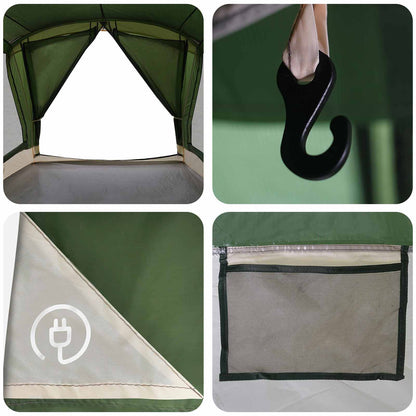 vidaXL Family Tent 14-Person Green 185T Polyester with PU Coating - 550 x 555 x 208 cm