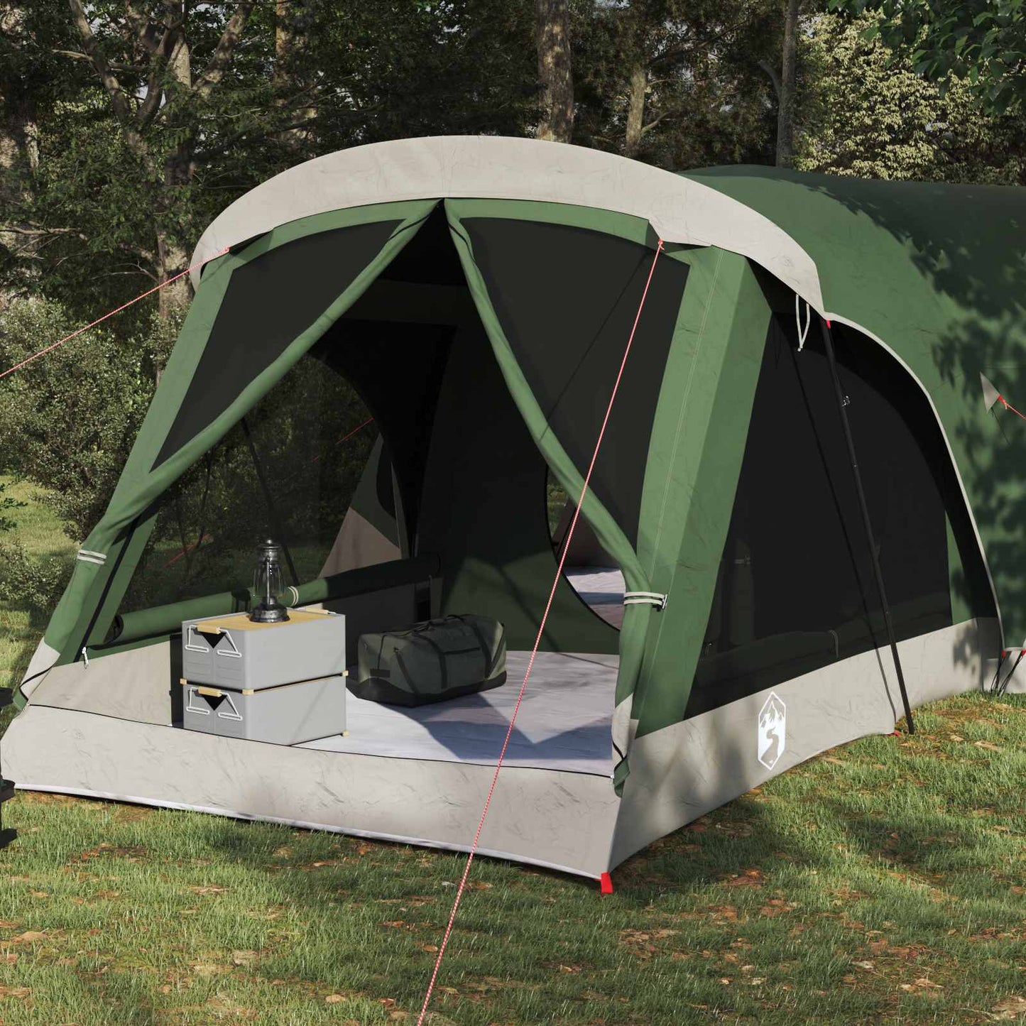 vidaXL Family Tent 14-Person Green 185T Polyester with PU Coating - 550 x 555 x 208 cm