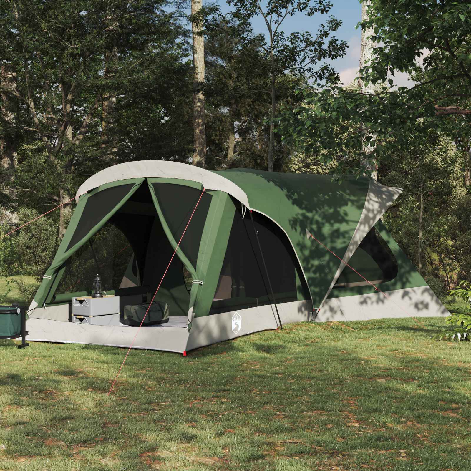 vidaXL Family Tent 14-Person Green 185T Polyester with PU Coating - 550 x 555 x 208 cm