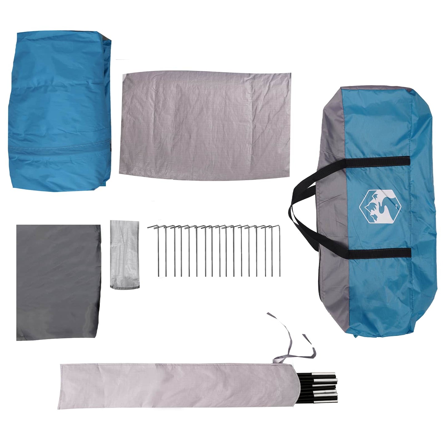 vidaXL Family Tent 14-Person Blue 185T Polyester with PU Coating - 550 x 555 x 208 cm