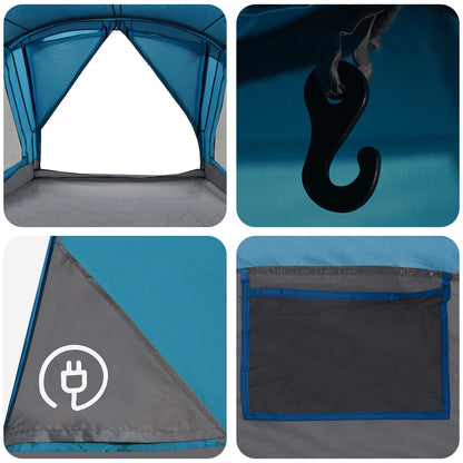 vidaXL Family Tent 14-Person Blue 185T Polyester with PU Coating - 550 x 555 x 208 cm
