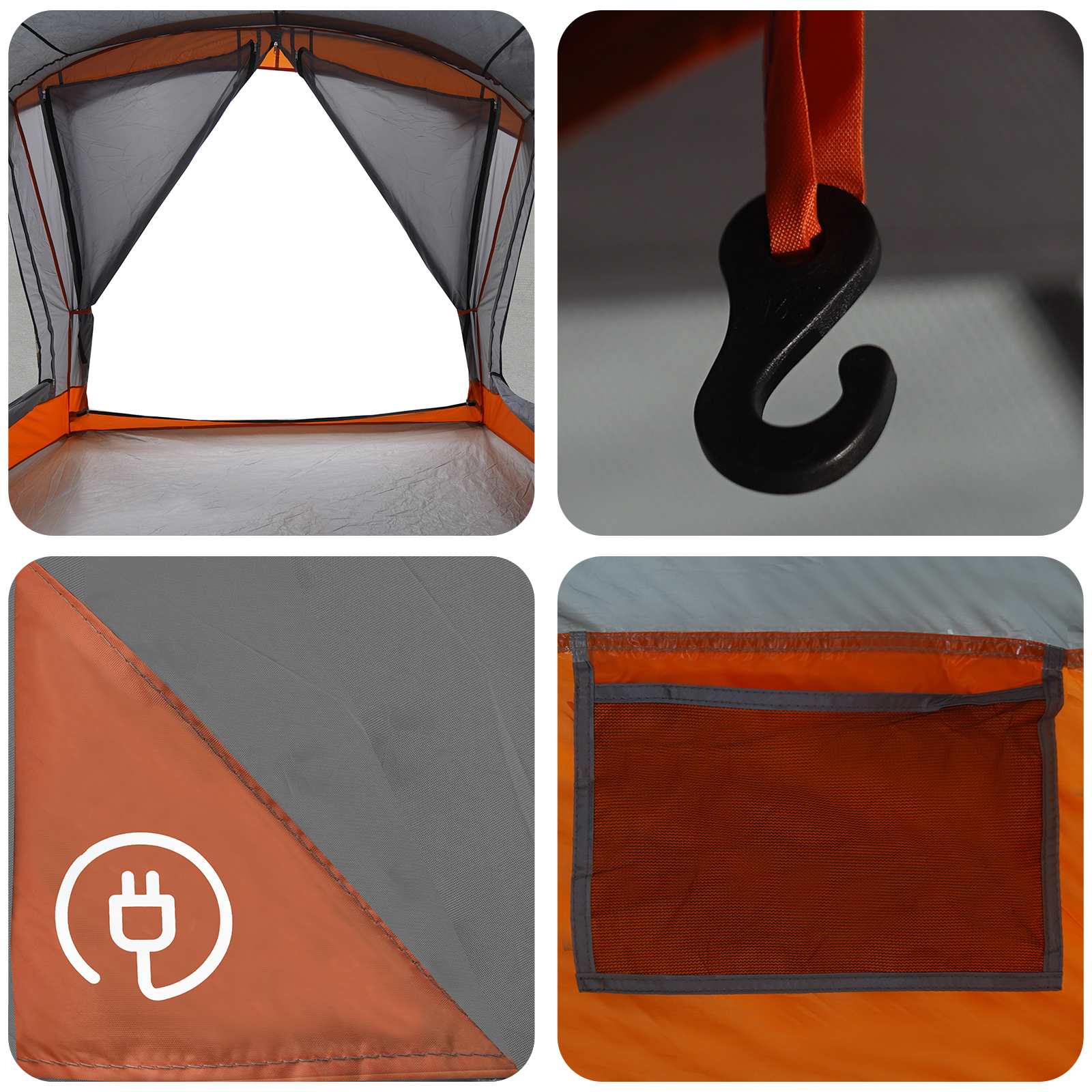 vidaXL Family Tent 14-Person Grey and Orange - 550 x 555 x 208 cm
