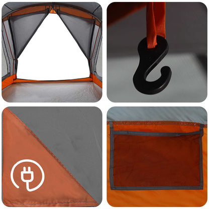 vidaXL Family Tent 14-Person Grey and Orange - 550 x 555 x 208 cm