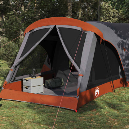 vidaXL Family Tent 14-Person Grey and Orange - 550 x 555 x 208 cm