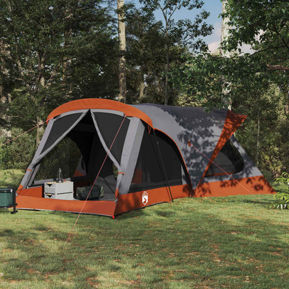vidaXL Family Tent 14-Person Grey and Orange - 550 x 555 x 208 cm
