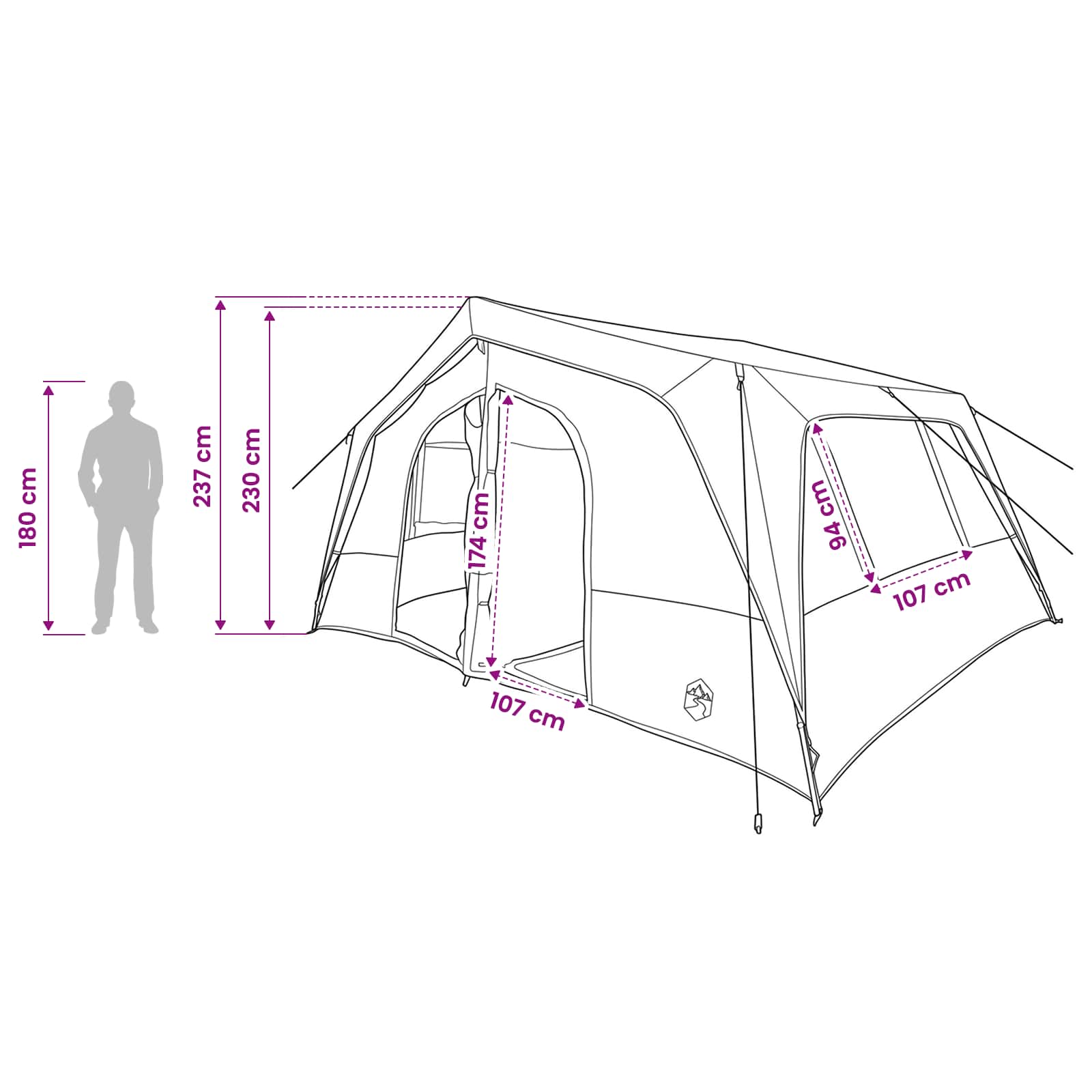 vidaXL Family Tent 533 x 312 x 230 cm Green