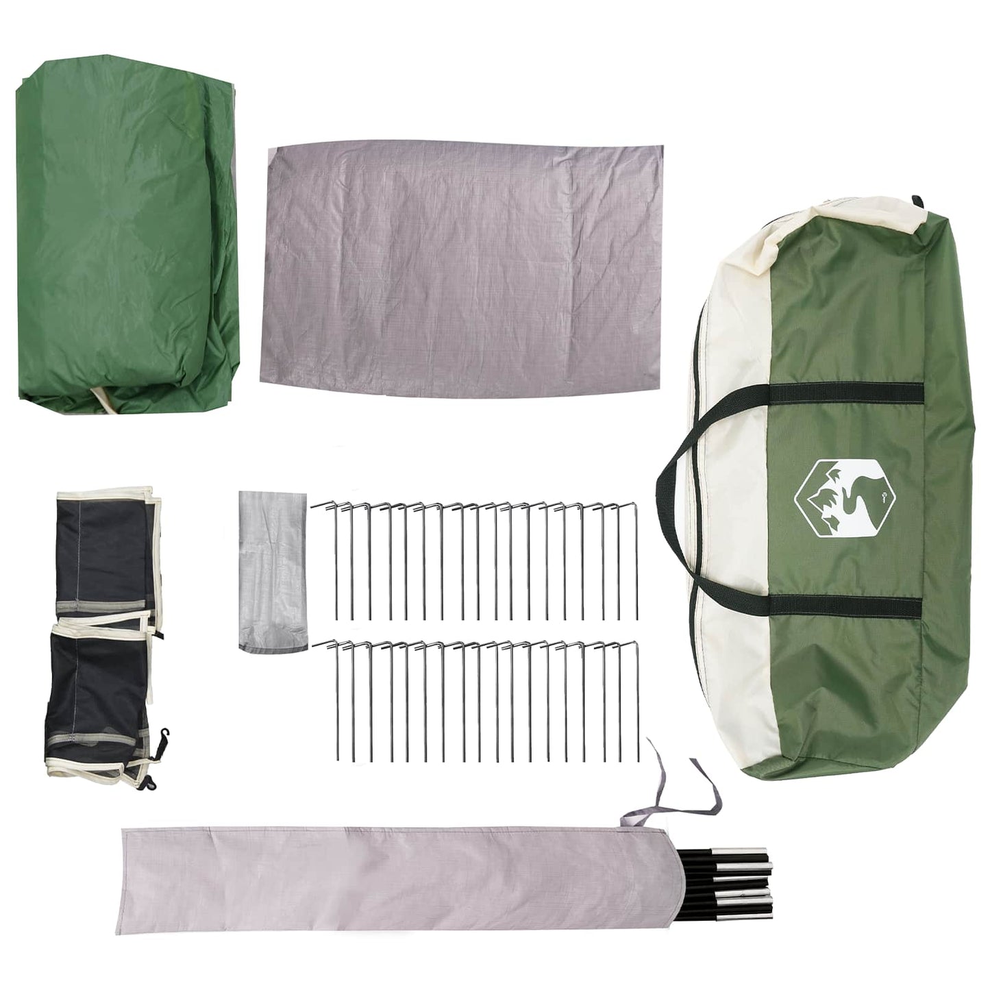 vidaXL Family Tent 14-Person Green 185T Polyester with PU Coating - 610 x 610 x 210 cm