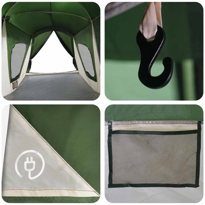 vidaXL Family Tent 14-Person Green 185T Polyester with PU Coating - 610 x 610 x 210 cm