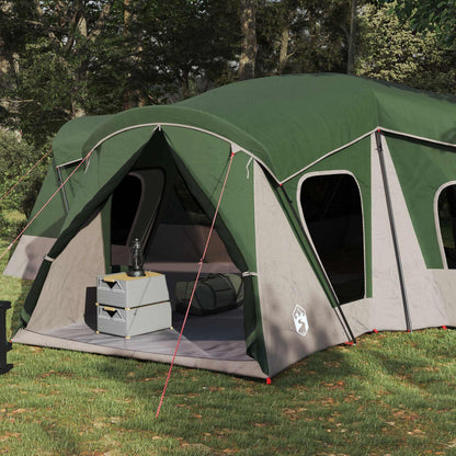 vidaXL Family Tent 14-Person Green 185T Polyester with PU Coating - 610 x 610 x 210 cm