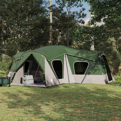 vidaXL Family Tent 14-Person Green 185T Polyester with PU Coating - 610 x 610 x 210 cm