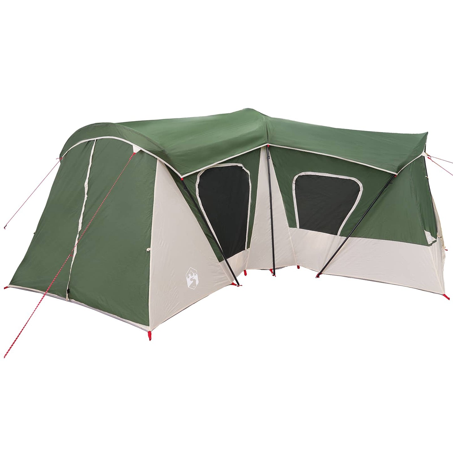 vidaXL Family Tent 14-Person Green 185T Polyester with PU Coating - 610 x 610 x 210 cm