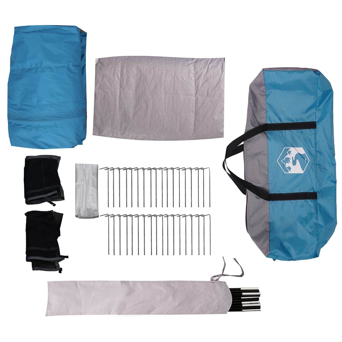 vidaXL Family Tent 14-Person Blue 185T Polyester with PU Coating - 610 x 610 x 210 cm