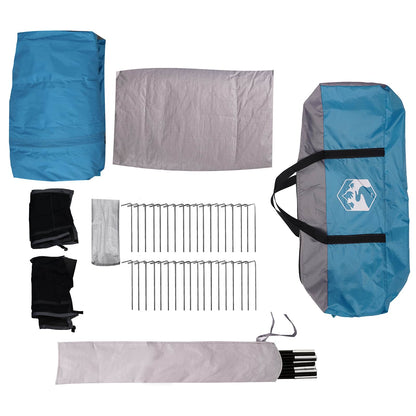vidaXL Family Tent 14-Person Blue 185T Polyester with PU Coating - 610 x 610 x 210 cm