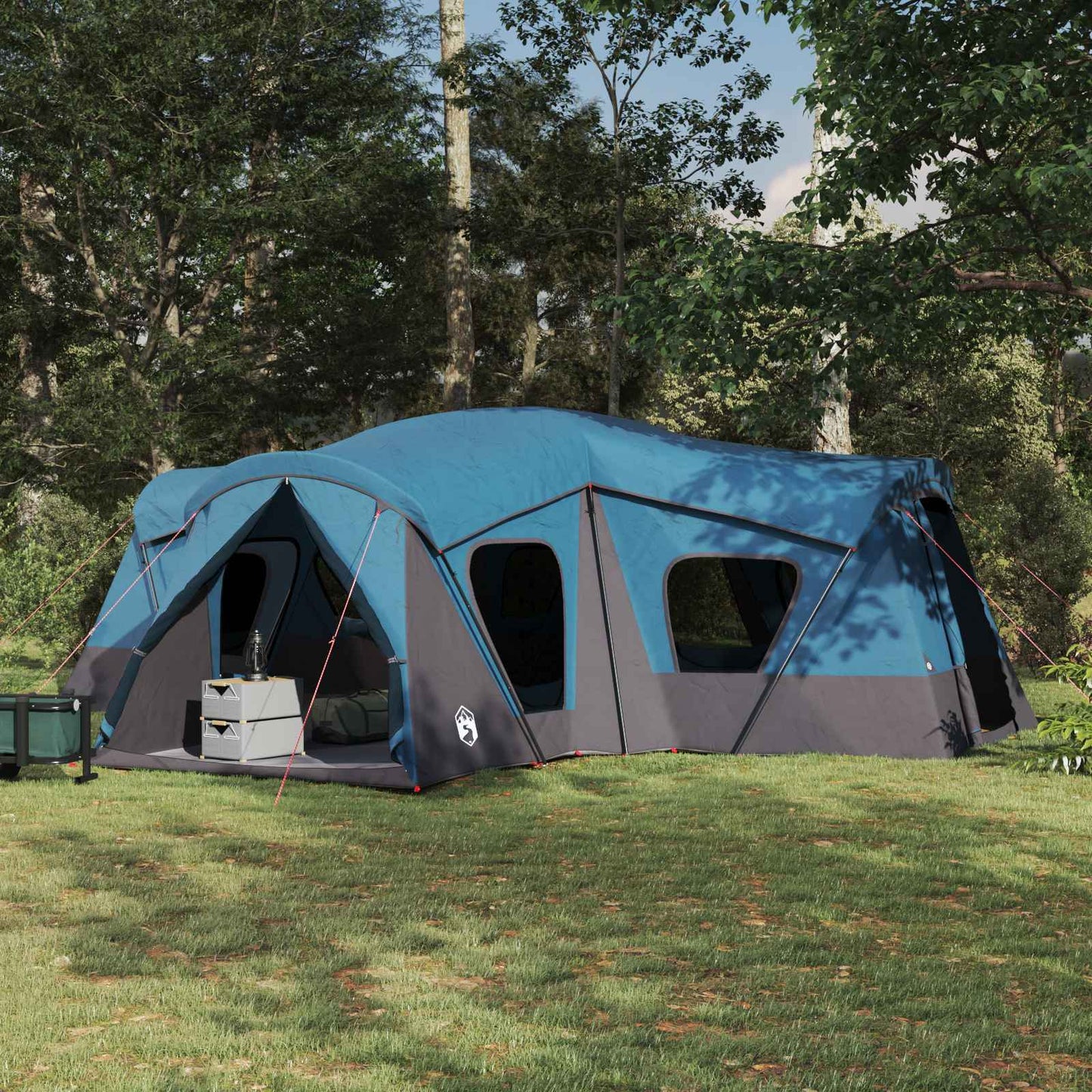 vidaXL Family Tent 14-Person Blue 185T Polyester with PU Coating - 610 x 610 x 210 cm