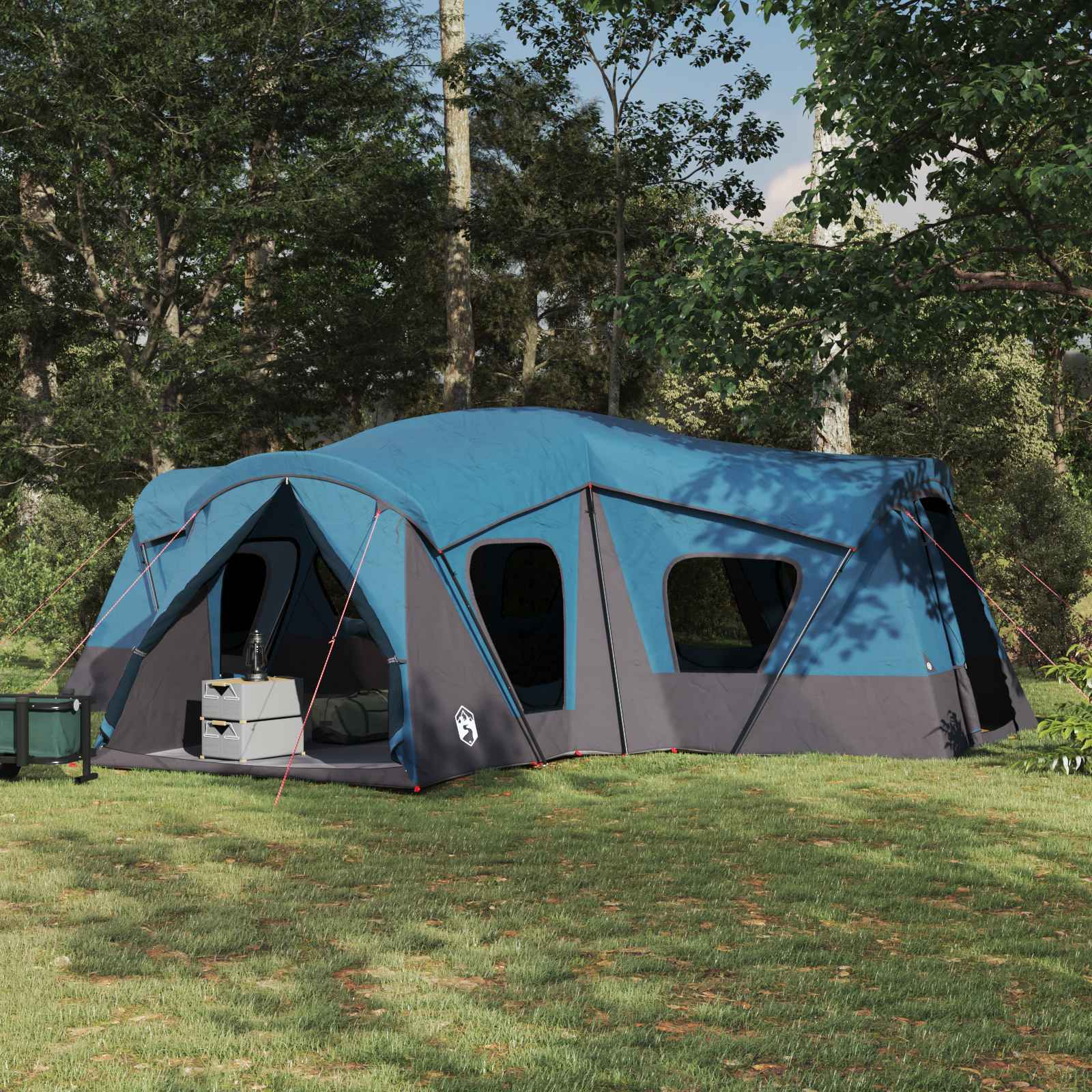 vidaXL Family Tent 14-Person Blue 185T Polyester with PU Coating - 610 x 610 x 210 cm