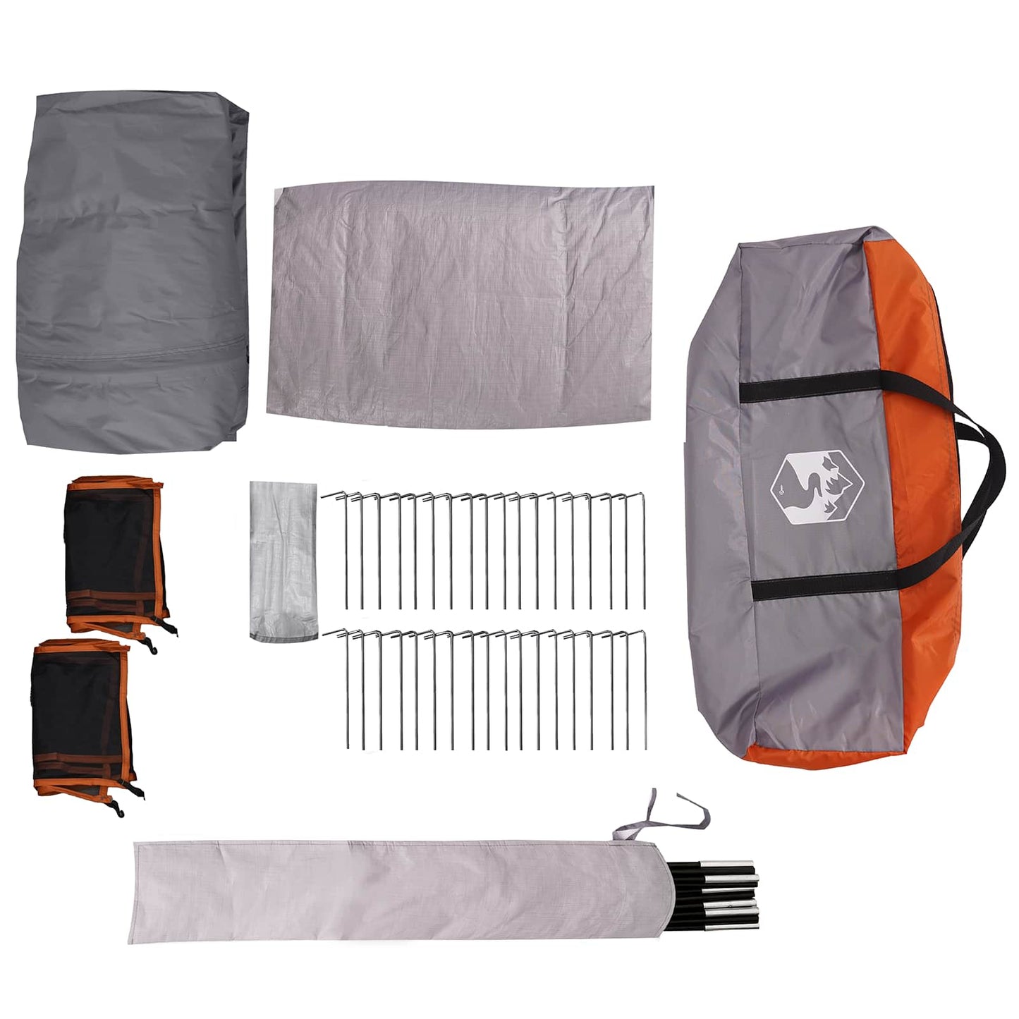vidaXL Family Tent 14-Person Grey and Orange - 610 x 610 x 210 cm