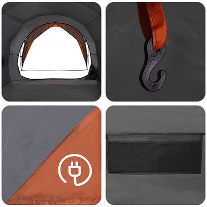 vidaXL Family Tent 14-Person Grey and Orange - 610 x 610 x 210 cm