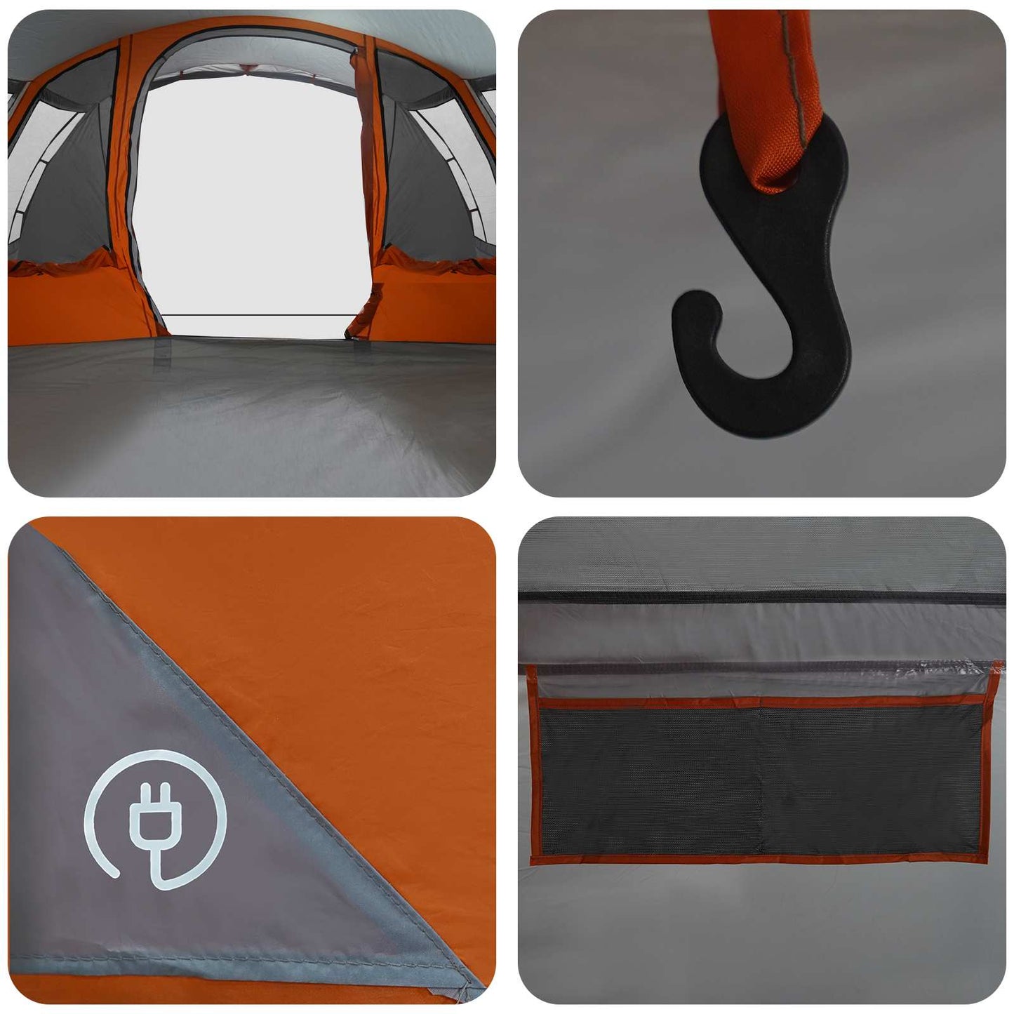 vidaXL Tunnel Tent 675 x 392 x 210 cm Grey and Orange