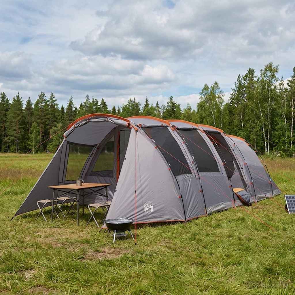 vidaXL Tunnel Tent 675 x 392 x 210 cm Grey and Orange