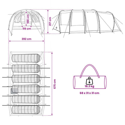 vidaXL Tunnel Tent 675 x 392 x 210 cm Grey and Orange