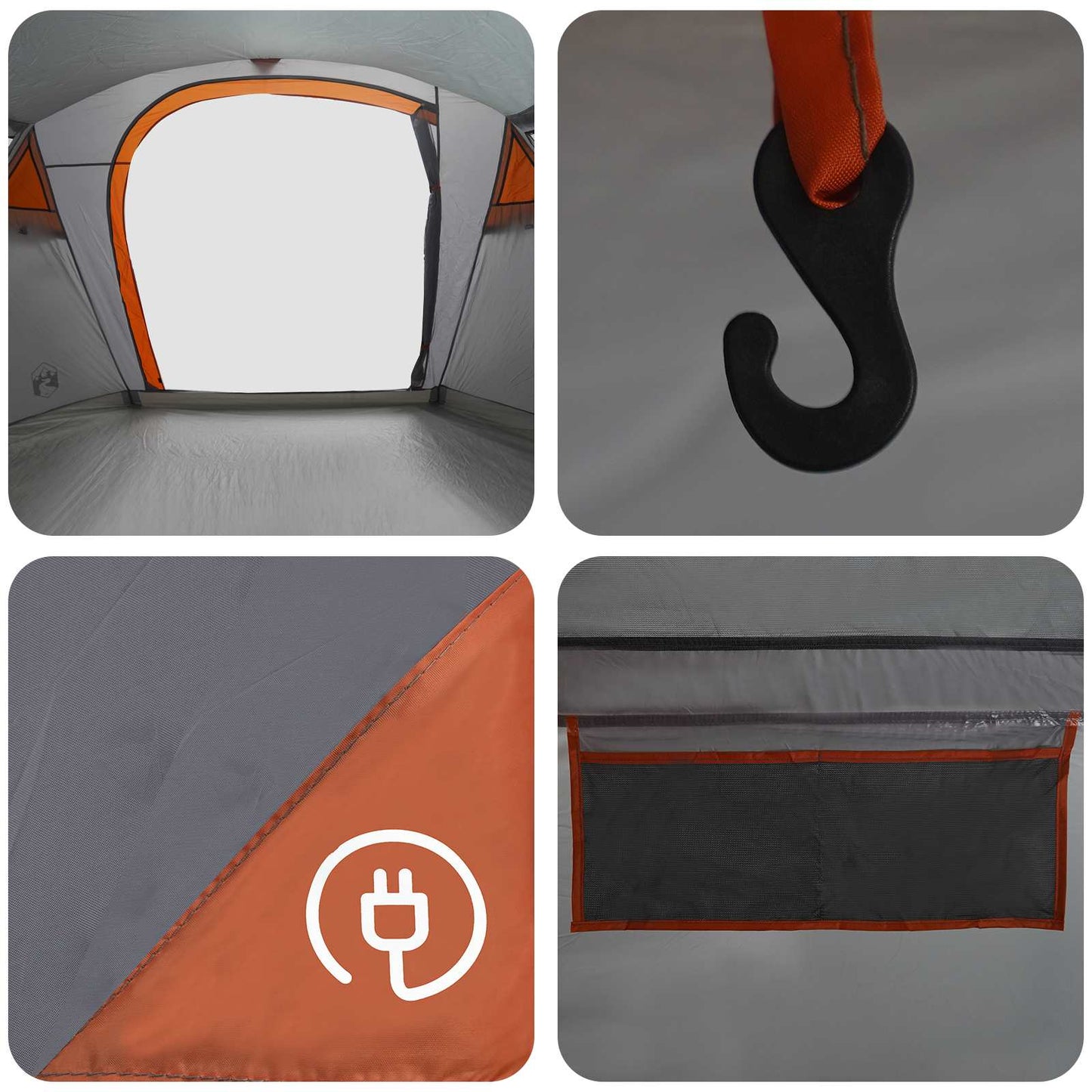 vidaXL Tunnel Tent 505 x 330 x 204 cm Grey and Orange