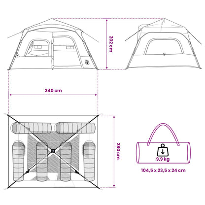 vidaXL Instant Tent Green 340 x 280 x 190 cm