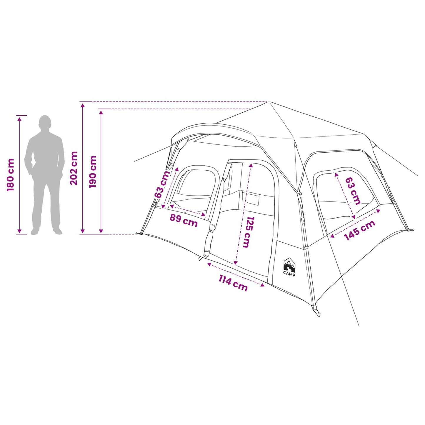 vidaXL Instant Tent Blue 340 x 280 x 190 cm