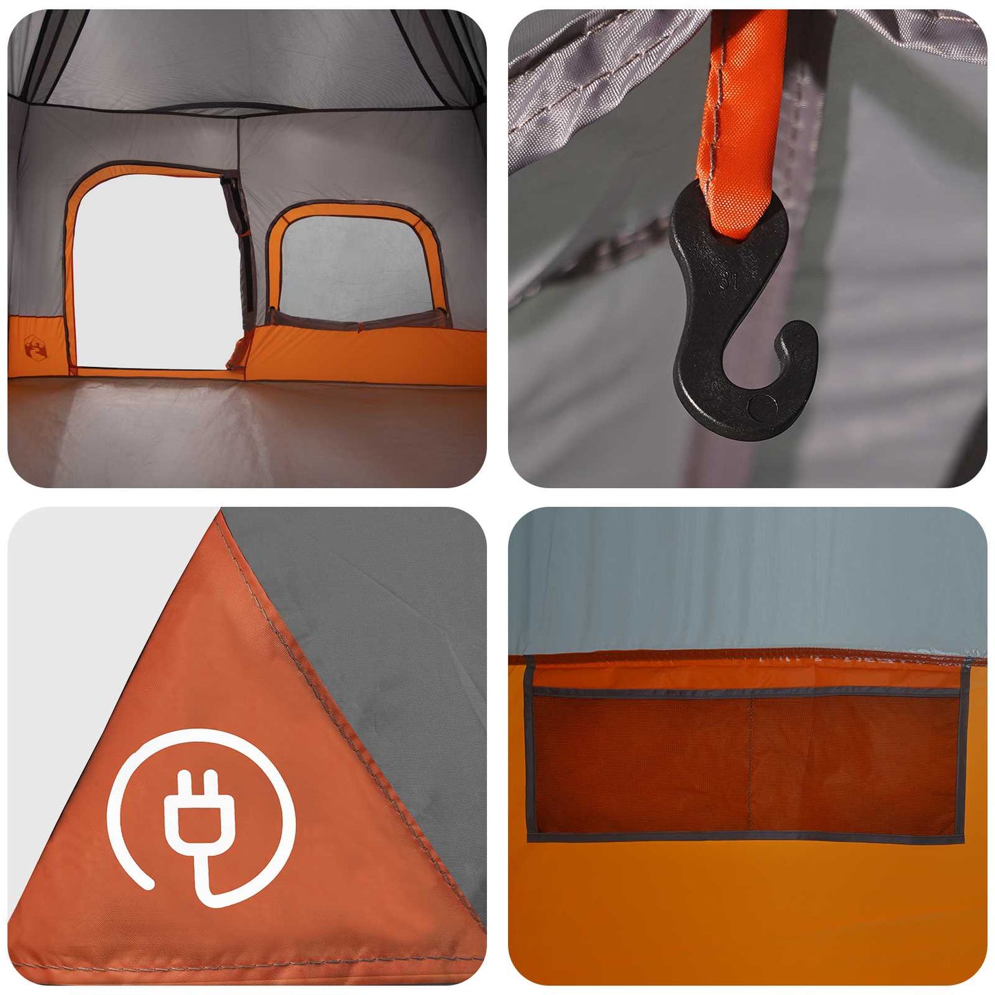 vidaXL Instant Tent Grey and Orange 340 x 280 x 190 cm