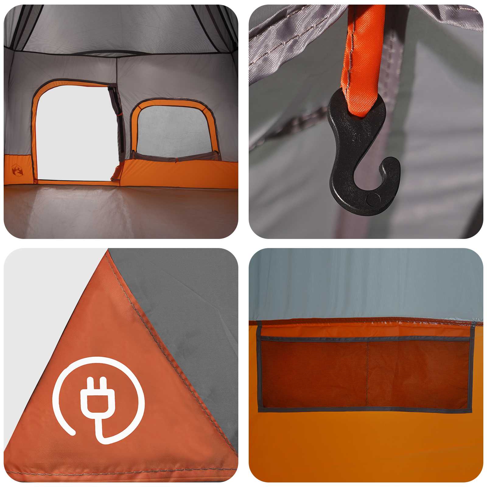 vidaXL Instant Tent Grey and Orange 340 x 280 x 190 cm