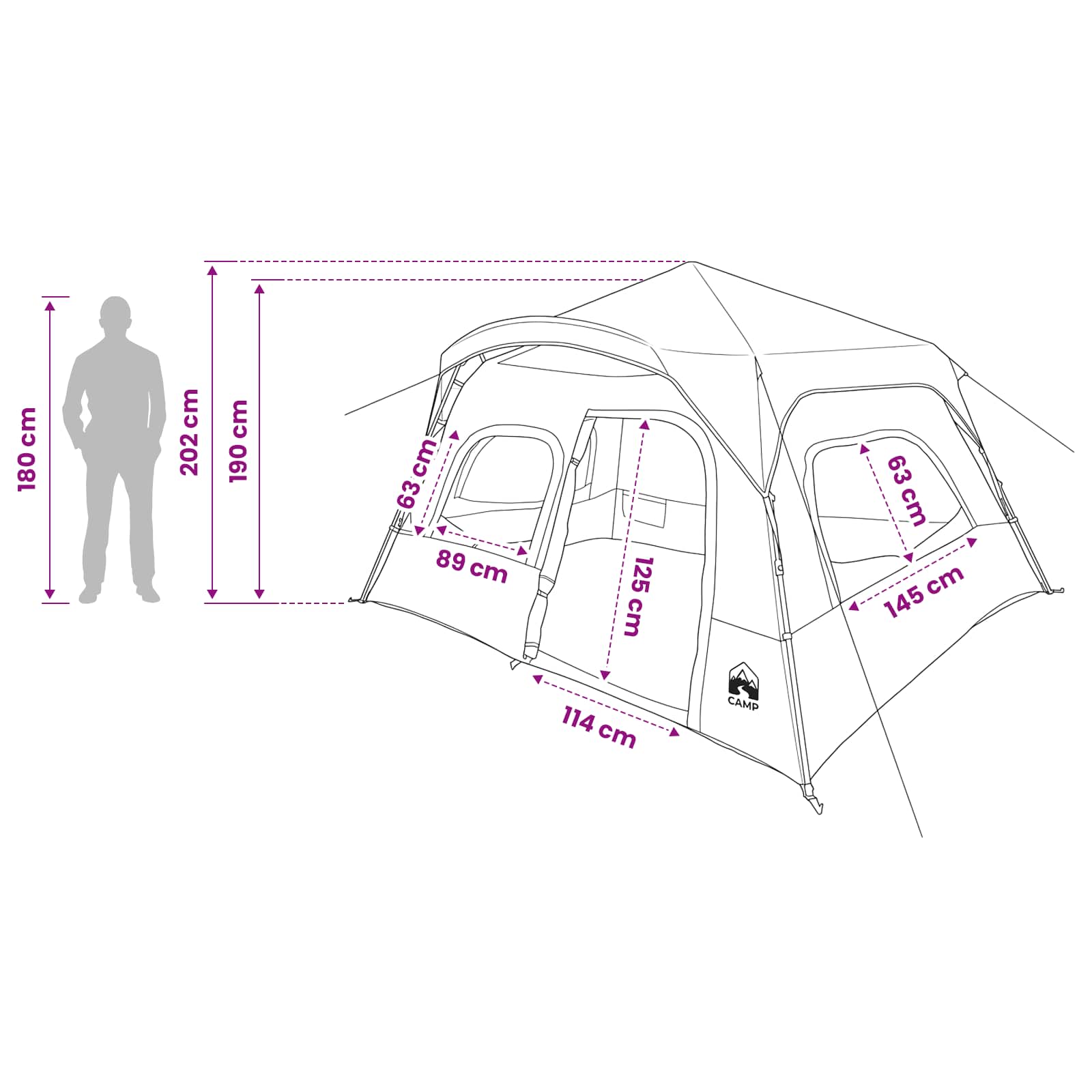 vidaXL Instant Tent Grey and Orange 340 x 280 x 190 cm