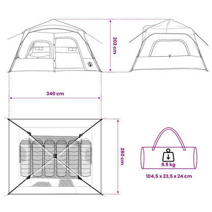 vidaXL Instant Tent Grey and Orange 340 x 280 x 190 cm