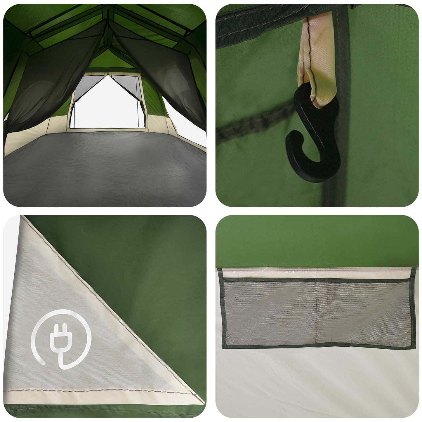 vidaXL Instant Tent 8-Person Green 185T Polyester with PU Coating