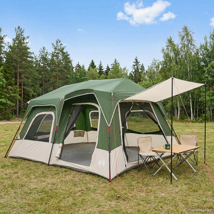 vidaXL Instant Tent 8-Person Green 185T Polyester with PU Coating