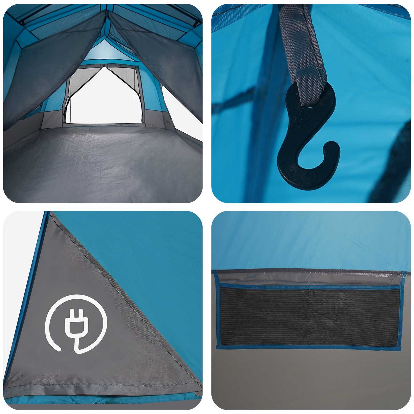 vidaXL Instant Tent 8-Person Blue 185T Polyester with PU Coating