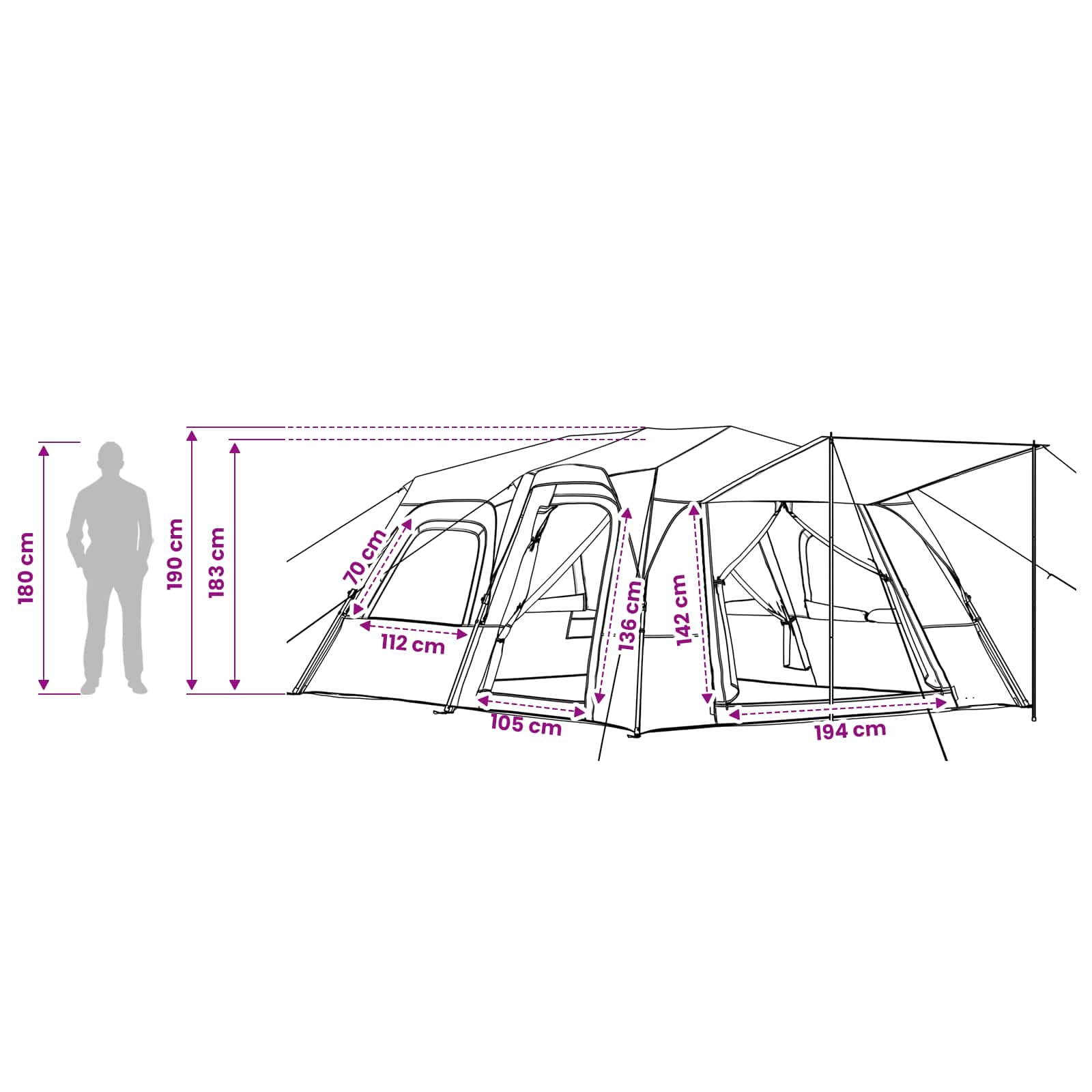 vidaXL Instant Tent 8-Person Blue 185T Polyester with PU Coating