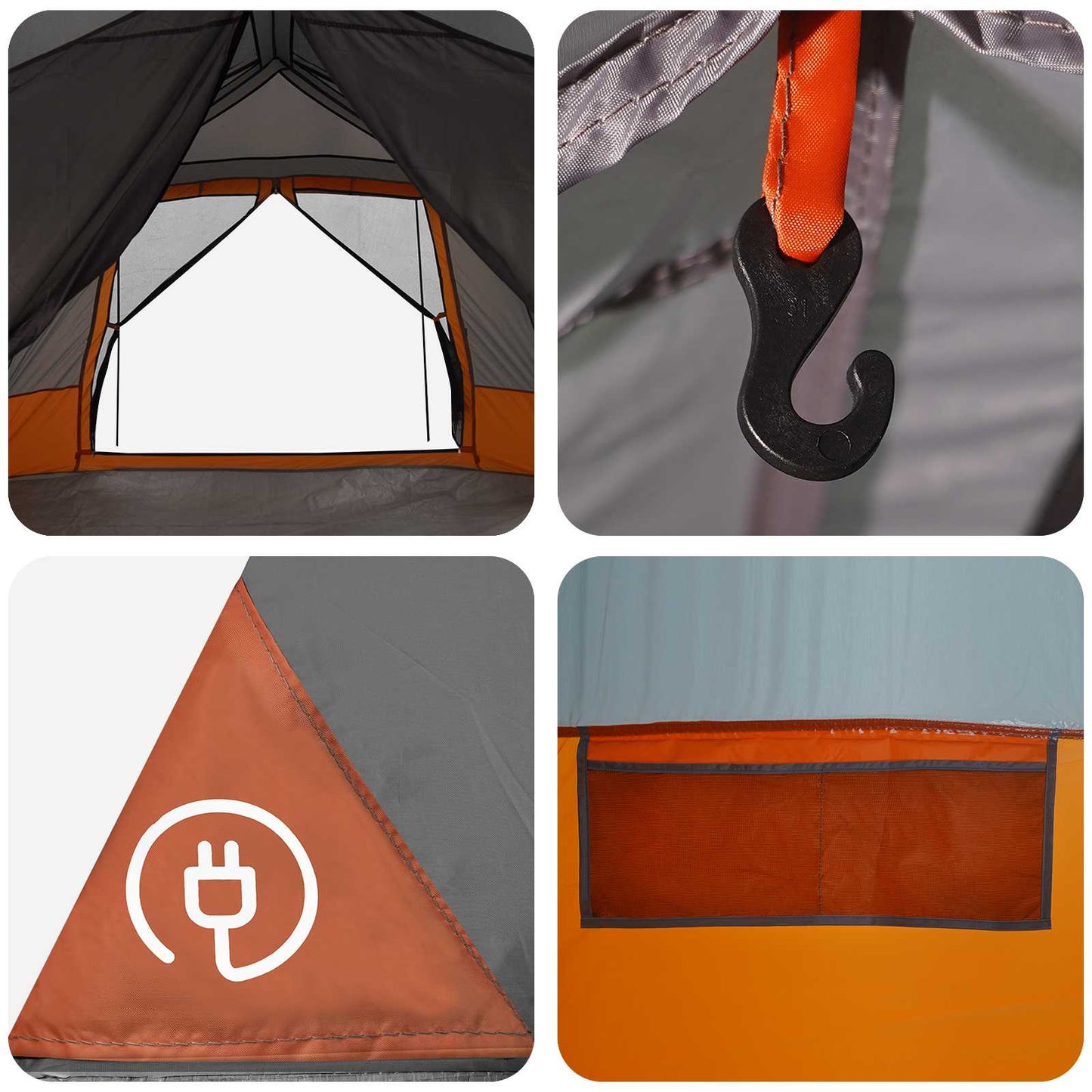 vidaXL Instant Tent 8-Person Grey and Orange