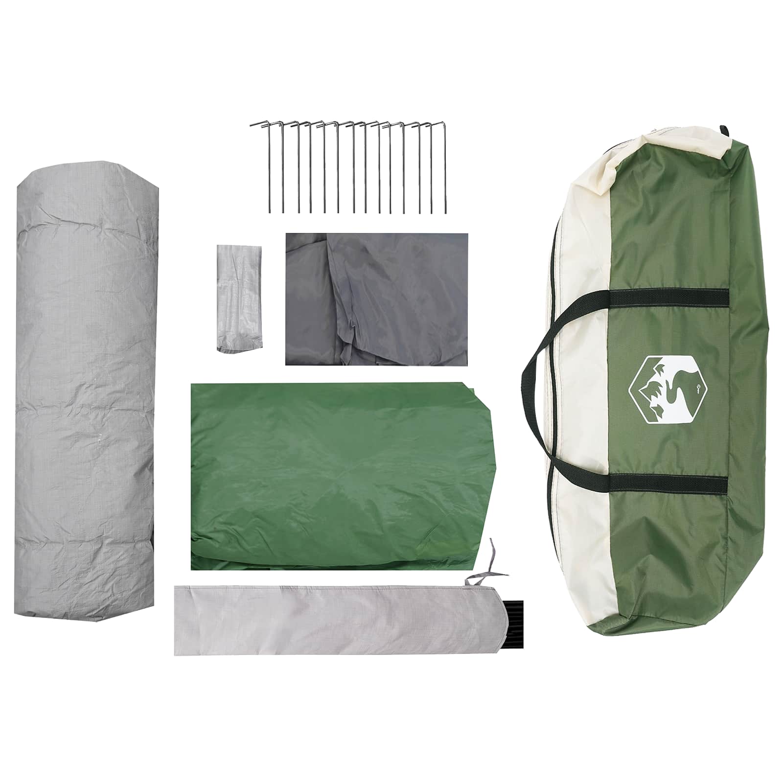 vidaXL Instant Tent 10-Person Green 185T Polyester with PU Coating