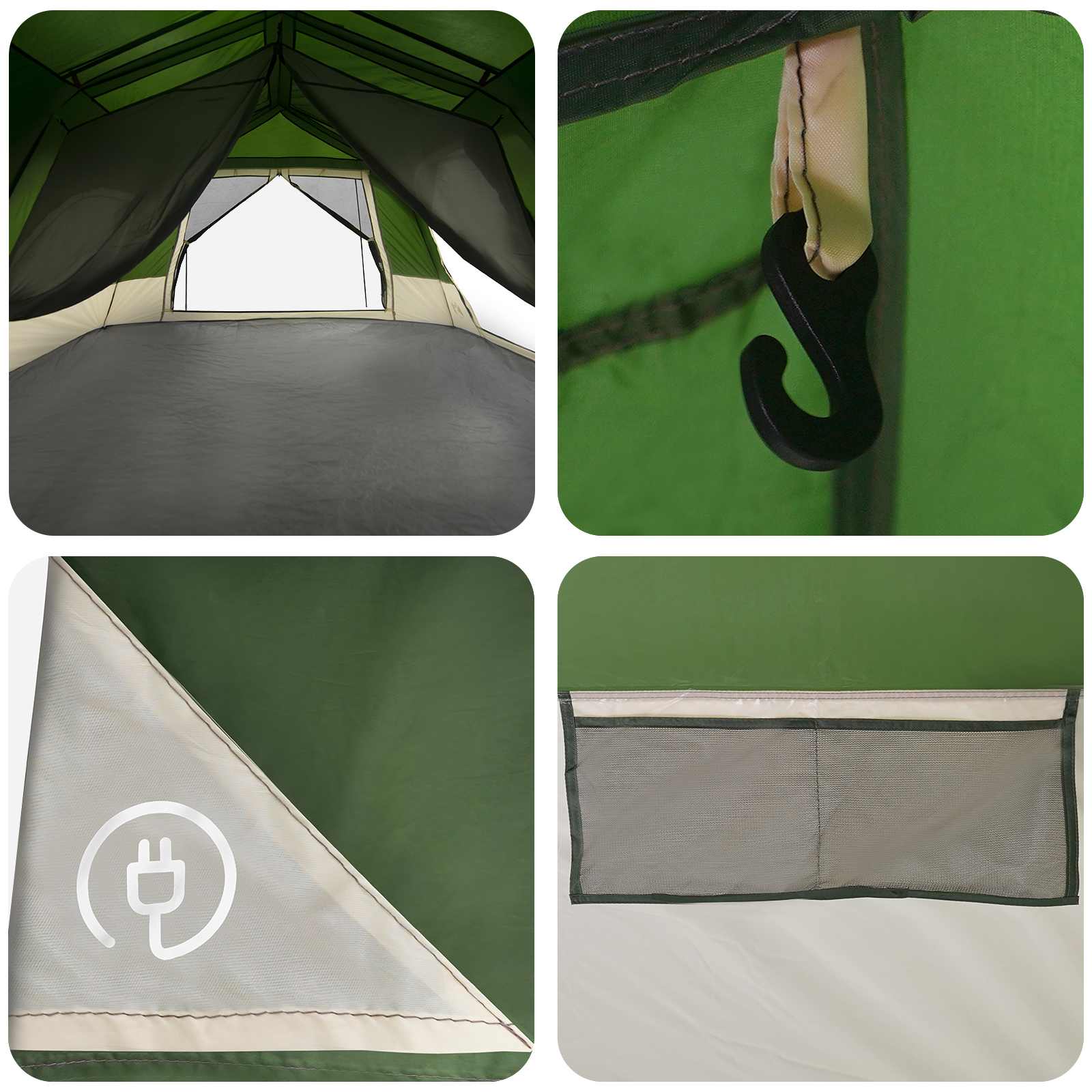 vidaXL Instant Tent 10-Person Green 185T Polyester with PU Coating