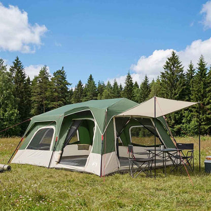 vidaXL Instant Tent 10-Person Green 185T Polyester with PU Coating